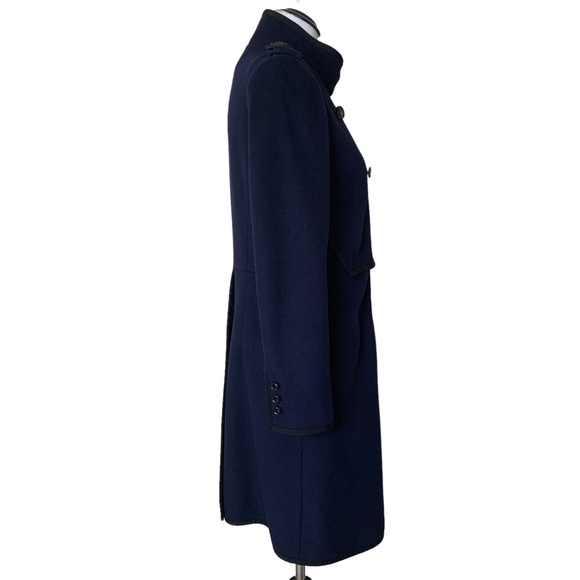 3.1 Phillip Lim Blue Wool Double Breasted Long Coat Women’s Size 8 High Collar - Picture 2 of 16